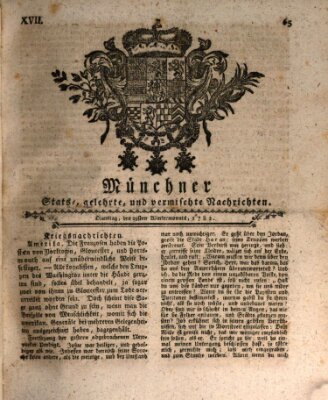 Münchner staats-, gelehrte, und vermischte Nachrichten (Süddeutsche Presse) Dienstag 29. Januar 1782