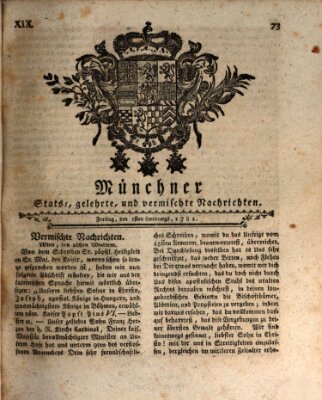 Münchner staats-, gelehrte, und vermischte Nachrichten (Süddeutsche Presse) Freitag 1. Februar 1782