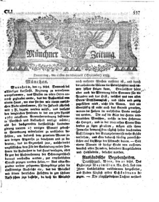 Münchner Zeitung (Süddeutsche Presse) Donnerstag 25. September 1783