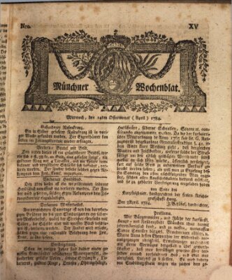 Münchner Zeitung (Süddeutsche Presse) Mittwoch 14. April 1784