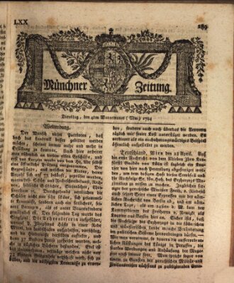 Münchner Zeitung (Süddeutsche Presse) Dienstag 4. Mai 1784