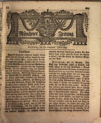 Münchner Zeitung (Süddeutsche Presse) Donnerstag 1. Juli 1784