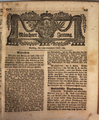 Münchner Zeitung (Süddeutsche Presse) Montag 12. Juli 1784