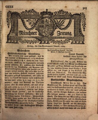 Münchner Zeitung (Süddeutsche Presse) Freitag 6. August 1784
