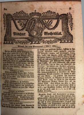 Münchner Zeitung (Süddeutsche Presse) Mittwoch 12. Januar 1785