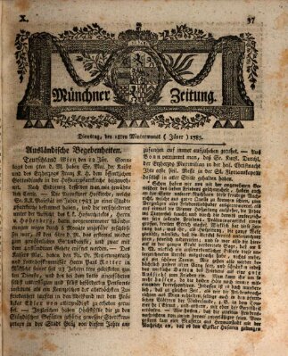 Münchner Zeitung (Süddeutsche Presse) Dienstag 18. Januar 1785