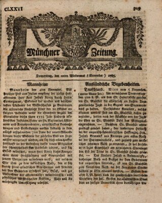 Münchner Zeitung (Süddeutsche Presse) Donnerstag 10. November 1785