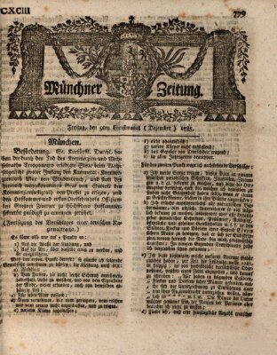 Münchner Zeitung (Süddeutsche Presse) Freitag 9. Dezember 1785