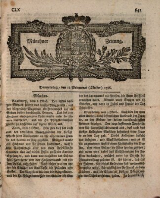 Münchner Zeitung (Süddeutsche Presse) Donnerstag 12. Oktober 1786