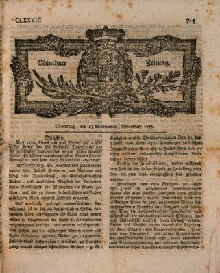 Münchner Zeitung (Süddeutsche Presse) Montag 13. November 1786