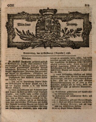 Münchner Zeitung (Süddeutsche Presse) Donnerstag 28. Dezember 1786