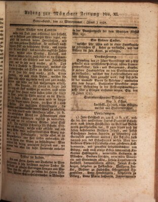 Kurfürstlich gnädigst privilegirte Münchner-Zeitung (Süddeutsche Presse) Samstag 20. Januar 1787