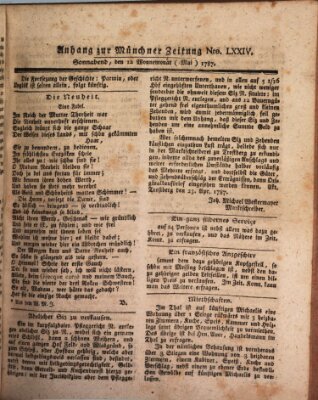 Kurfürstlich gnädigst privilegirte Münchner-Zeitung (Süddeutsche Presse) Samstag 12. Mai 1787