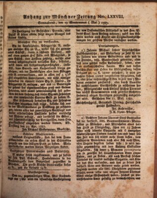 Kurfürstlich gnädigst privilegirte Münchner-Zeitung (Süddeutsche Presse) Samstag 19. Mai 1787