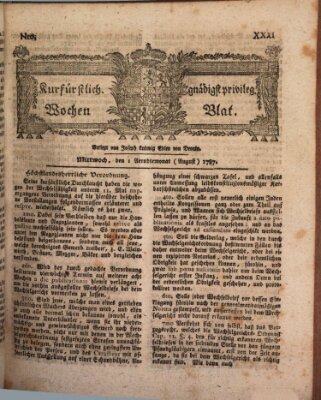 Kurfürstlich gnädigst privilegirte Münchner-Zeitung (Süddeutsche Presse) Mittwoch 1. August 1787