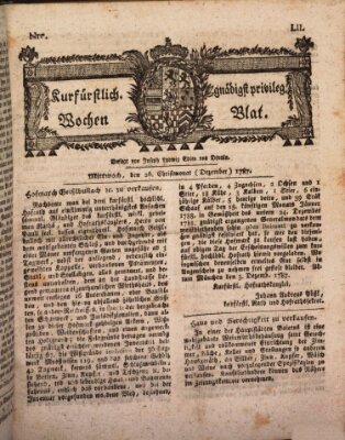 Kurfürstlich gnädigst privilegirte Münchner-Zeitung (Süddeutsche Presse) Mittwoch 26. Dezember 1787
