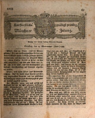 Kurfürstlich gnädigst privilegirte Münchner-Zeitung (Süddeutsche Presse) Dienstag 29. Januar 1788