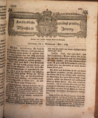 Kurfürstlich gnädigst privilegirte Münchner-Zeitung (Süddeutsche Presse) Dienstag 6. Mai 1788