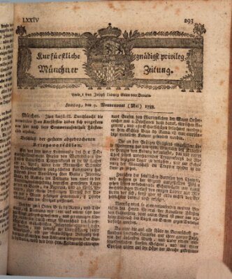 Kurfürstlich gnädigst privilegirte Münchner-Zeitung (Süddeutsche Presse) Freitag 9. Mai 1788