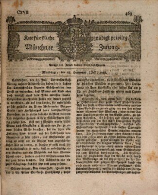 Kurfürstlich gnädigst privilegirte Münchner-Zeitung (Süddeutsche Presse) Montag 28. Juli 1788