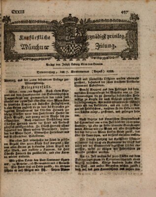 Kurfürstlich gnädigst privilegirte Münchner-Zeitung (Süddeutsche Presse) Donnerstag 7. August 1788