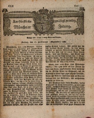 Kurfürstlich gnädigst privilegirte Münchner-Zeitung (Süddeutsche Presse) Freitag 26. September 1788