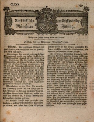 Kurfürstlich gnädigst privilegirte Münchner-Zeitung (Süddeutsche Presse) Freitag 14. November 1788
