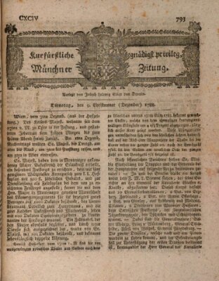 Kurfürstlich gnädigst privilegirte Münchner-Zeitung (Süddeutsche Presse) Dienstag 9. Dezember 1788