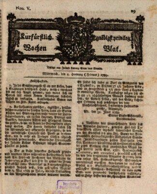 Kurfürstlich gnädigst privilegirte Münchner-Zeitung (Süddeutsche Presse) Mittwoch 4. Februar 1789