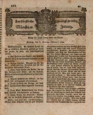 Kurfürstlich gnädigst privilegirte Münchner-Zeitung (Süddeutsche Presse) Freitag 6. Februar 1789