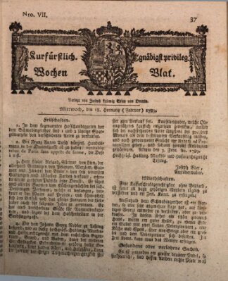 Kurfürstlich gnädigst privilegirte Münchner-Zeitung (Süddeutsche Presse) Mittwoch 18. Februar 1789