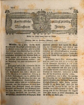 Kurfürstlich gnädigst privilegirte Münchner-Zeitung (Süddeutsche Presse) Freitag 12. Februar 1790