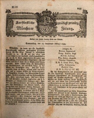 Kurfürstlich gnädigst privilegirte Münchner-Zeitung (Süddeutsche Presse) Donnerstag 18. März 1790