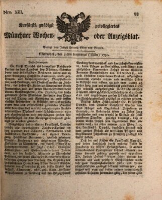 Kurfürstlich gnädigst privilegirte Münchner-Zeitung (Süddeutsche Presse) Mittwoch 31. März 1790
