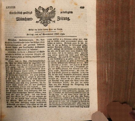 Kurfürstlich gnädigst privilegirte Münchner-Zeitung (Süddeutsche Presse) Freitag 28. Mai 1790