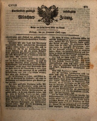 Kurfürstlich gnädigst privilegirte Münchner-Zeitung (Süddeutsche Presse) Freitag 30. Juli 1790