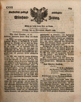 Kurfürstlich gnädigst privilegirte Münchner-Zeitung (Süddeutsche Presse) Freitag 20. August 1790