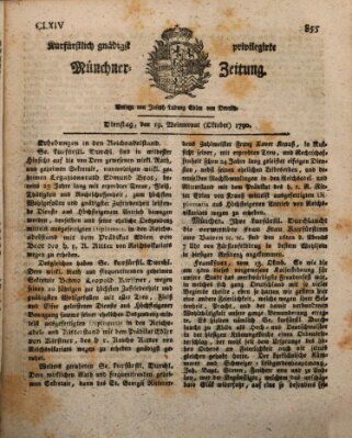 Kurfürstlich gnädigst privilegirte Münchner-Zeitung (Süddeutsche Presse) Dienstag 19. Oktober 1790