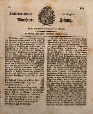 Kurfürstlich gnädigst privilegirte Münchner-Zeitung (Süddeutsche Presse) Montag 28. März 1791