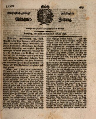 Kurfürstlich gnädigst privilegirte Münchner-Zeitung (Süddeutsche Presse) Dienstag 10. Mai 1791