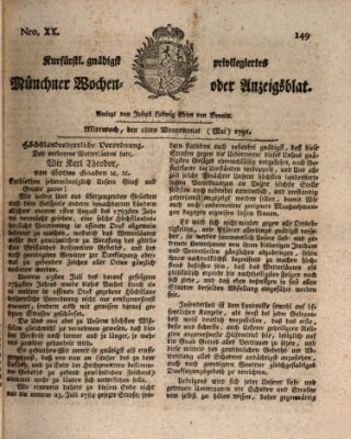 Kurfürstlich gnädigst privilegirte Münchner-Zeitung (Süddeutsche Presse) Mittwoch 18. Mai 1791
