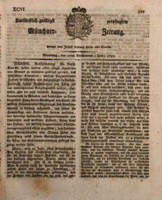 Kurfürstlich gnädigst privilegirte Münchner-Zeitung (Süddeutsche Presse) Montag 20. Juni 1791