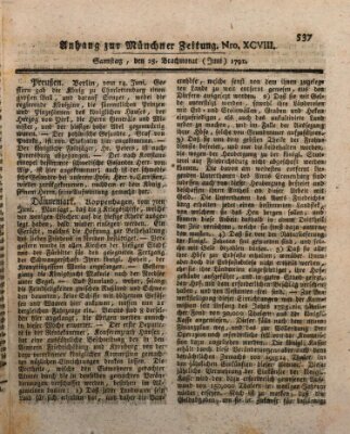 Kurfürstlich gnädigst privilegirte Münchner-Zeitung (Süddeutsche Presse) Samstag 25. Juni 1791