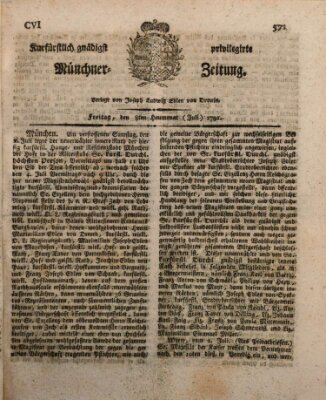 Kurfürstlich gnädigst privilegirte Münchner-Zeitung (Süddeutsche Presse) Freitag 8. Juli 1791