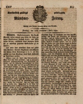 Kurfürstlich gnädigst privilegirte Münchner-Zeitung (Süddeutsche Presse) Freitag 22. Juli 1791