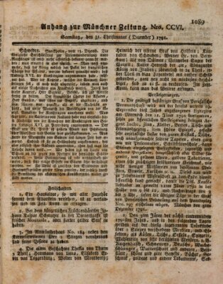 Kurfürstlich gnädigst privilegirte Münchner-Zeitung (Süddeutsche Presse) Samstag 31. Dezember 1791