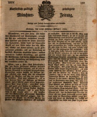 Kurfürstlich gnädigst privilegirte Münchner-Zeitung (Süddeutsche Presse) Freitag 10. Februar 1792
