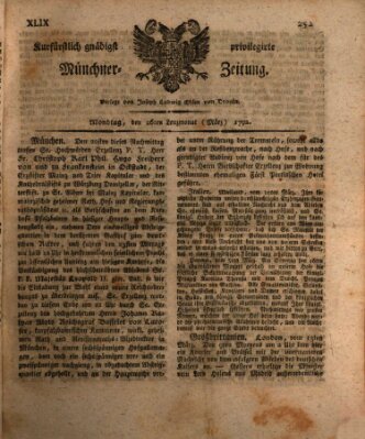 Kurfürstlich gnädigst privilegirte Münchner-Zeitung (Süddeutsche Presse) Montag 26. März 1792