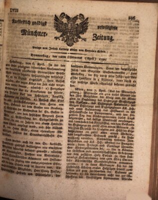 Kurfürstlich gnädigst privilegirte Münchner-Zeitung (Süddeutsche Presse) Donnerstag 12. April 1792