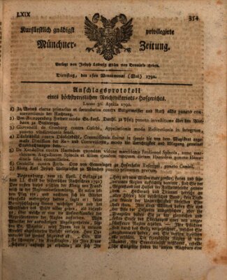 Kurfürstlich gnädigst privilegirte Münchner-Zeitung (Süddeutsche Presse) Dienstag 1. Mai 1792